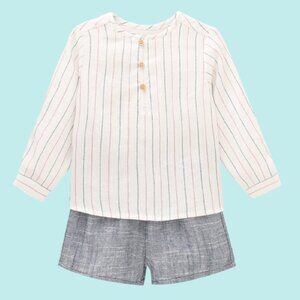 BABY BOY SET WITH STRIPED SHIRT AND SHORTS